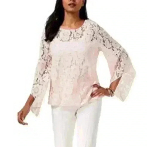 Alfani Pink Lace Blouse - Picture 7 of 7